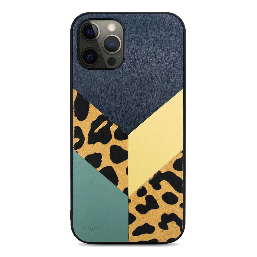 iPhone 12 Pro Kılıf Kajsa Glamorous Serisi Leopard Combo Kılıf Pembe