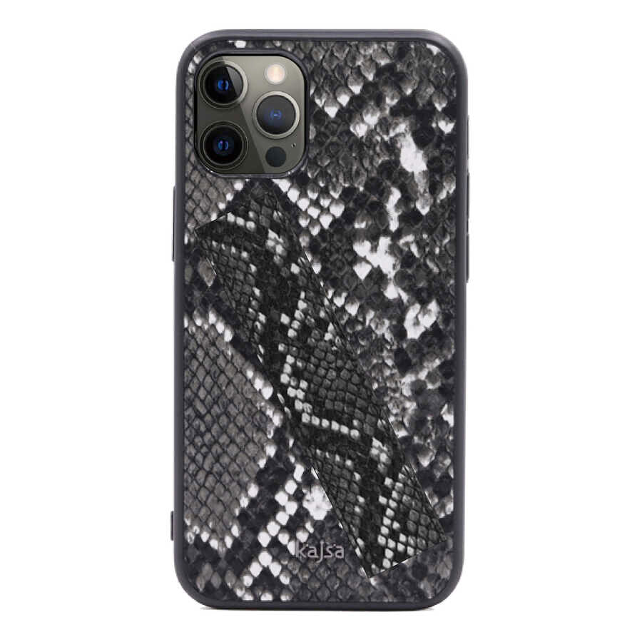 iPhone 12 Pro Kılıf Kajsa Glamorous Serisi Snake Handstrap Kılıf Sarı