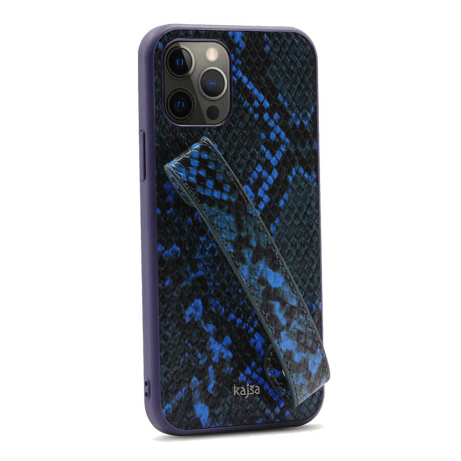 iPhone 12 Pro Kılıf Kajsa Glamorous Serisi Snake Handstrap Kılıf Sarı