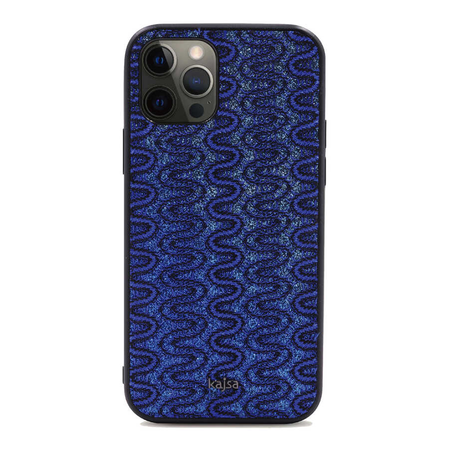 iPhone 12 Pro Kılıf Kajsa Glamorous Serisi Waterfall Pattern Kılıf Mavi