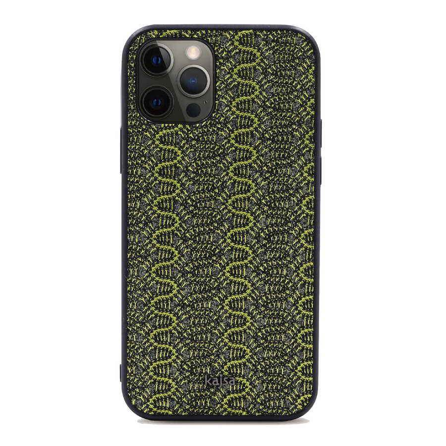 iPhone 12 Pro Kılıf Kajsa Glamorous Serisi Waterfall Pattern Kılıf Yeşil
