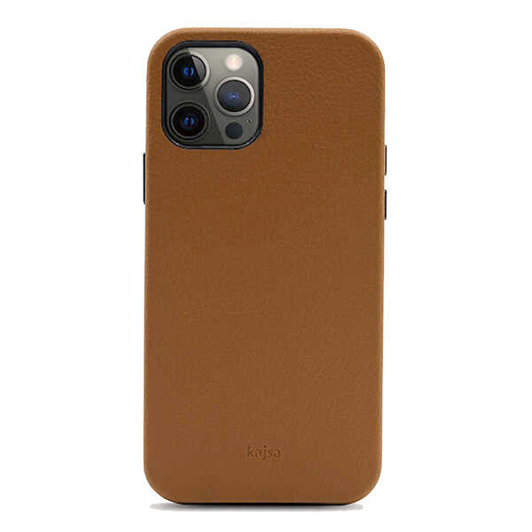 iPhone 12 Pro Kılıf Kajsa Litchi Kılıf Kahverengi
