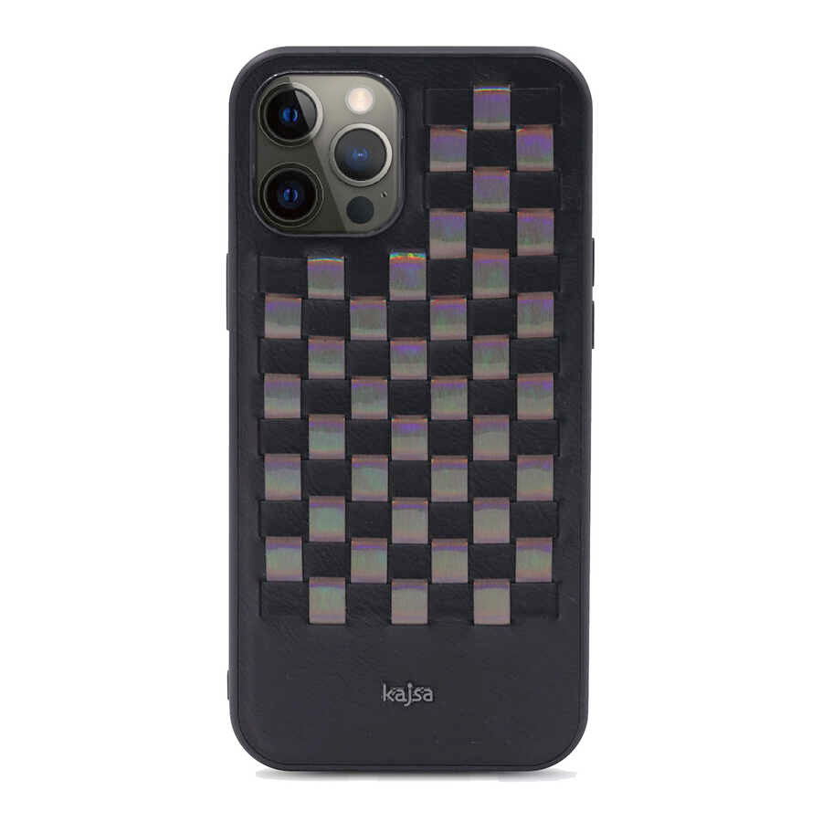 iPhone 12 Pro Kılıf Kajsa Preppie Serisi Spotlight Woven Kılıf Siyah