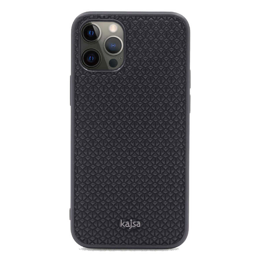 iPhone 12 Pro Kılıf Kajsa Splendid Serisi 3D Leaf Kılıf Siyah