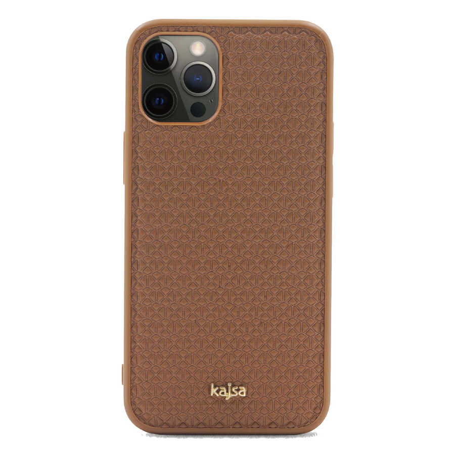 iPhone 12 Pro Kılıf Kajsa Splendid Serisi 3D Leaf Kılıf Kahverengi