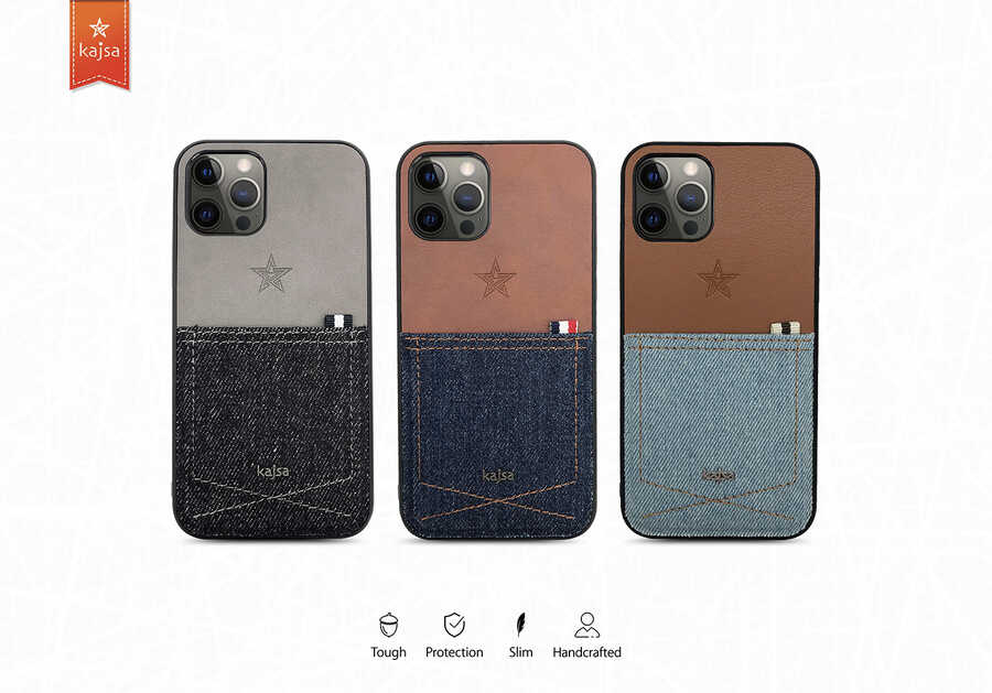 iPhone 12 Pro Max Kılıf Kajsa Denim Kılıf Mavi Açık