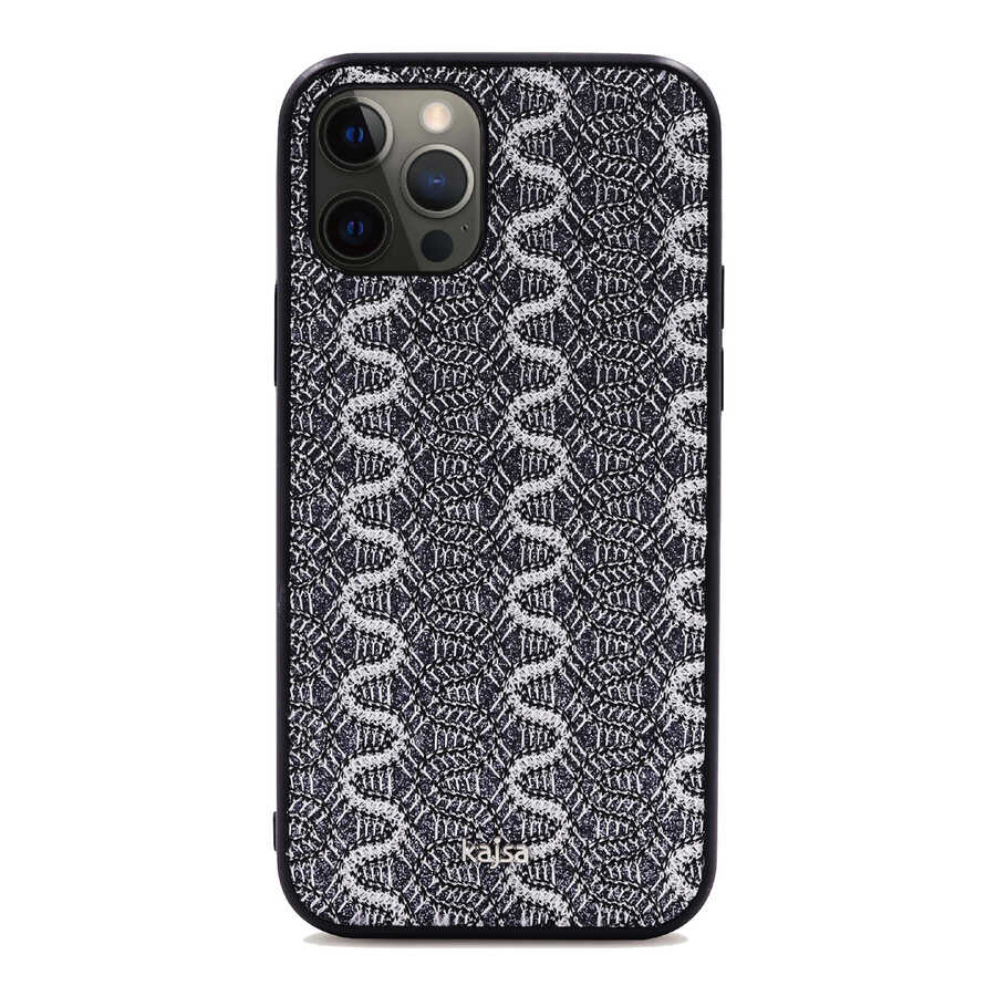 iPhone 12 Pro Max Kılıf Kajsa Glamorous Serisi Waterfall Pattern Kılıf Gri