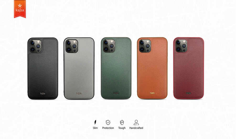 iPhone 12 Pro Max Kılıf Kajsa Luxe Collection Hakiki Deri Kılıf Kırmızı