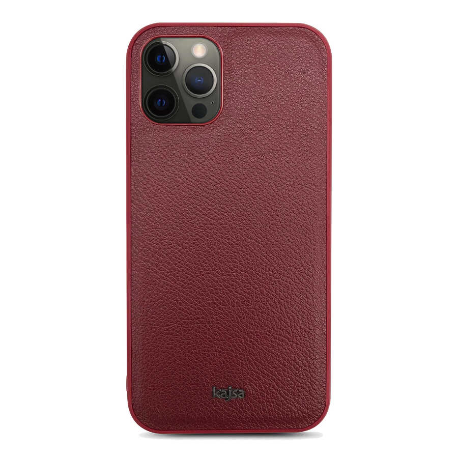 iPhone 12 Pro Max Kılıf Kajsa Luxe Collection Hakiki Deri Kılıf Kırmızı
