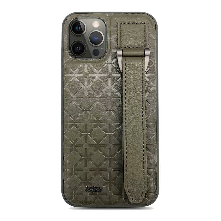 iPhone 12 Pro Max Kılıf Kajsa Neo Clasic Serisi Mono K Strap Kılıf Yeşil
