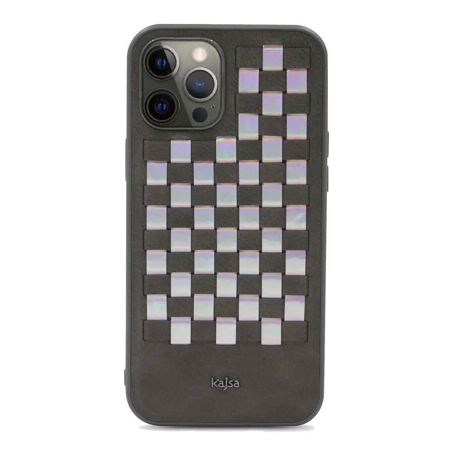 iPhone 12 Pro Max Kılıf Kajsa Preppie Serisi Spotlight Woven Kılıf Koyu Yeşil