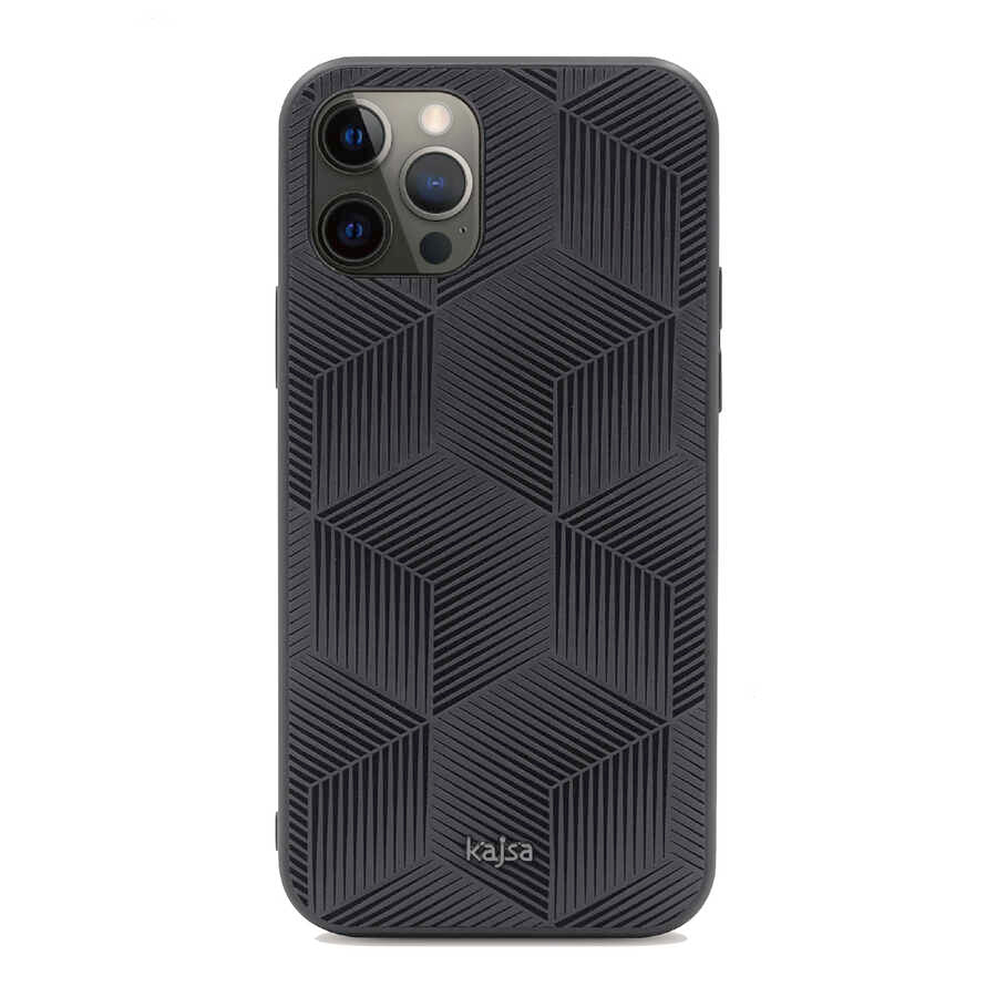 iPhone 12 Pro Max Kılıf Kajsa Splendid Serisi 3D Cube Kılıf Siyah