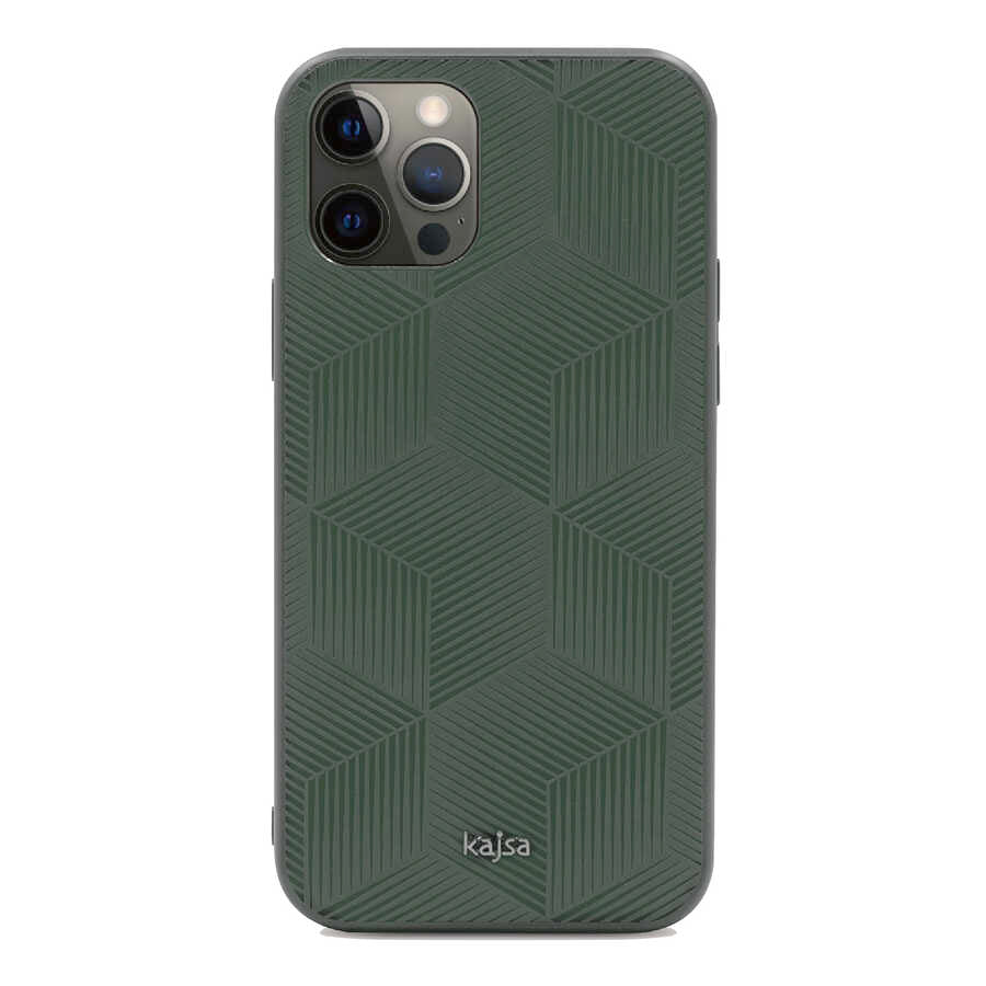 iPhone 12 Pro Max Kılıf Kajsa Splendid Serisi 3D Cube Kılıf Yeşil