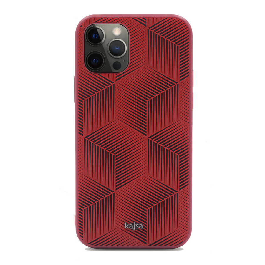 iPhone 12 Pro Max Kılıf Kajsa Splendid Serisi 3D Cube Kılıf Kırmızı