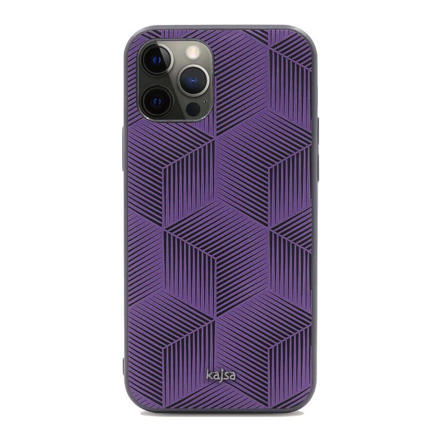 iPhone 12 Pro Max Kılıf Kajsa Splendid Serisi 3D Cube Kılıf Mor
