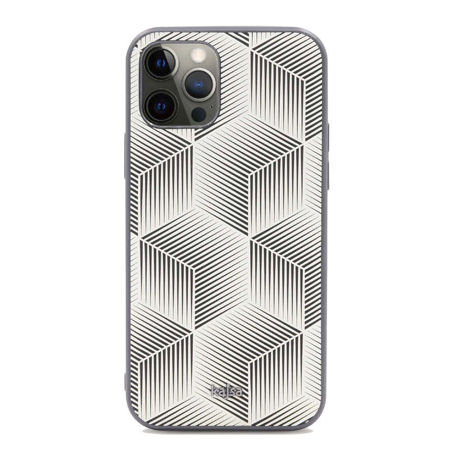 iPhone 12 Pro Max Kılıf Kajsa Splendid Serisi 3D Cube Kılıf Beyaz