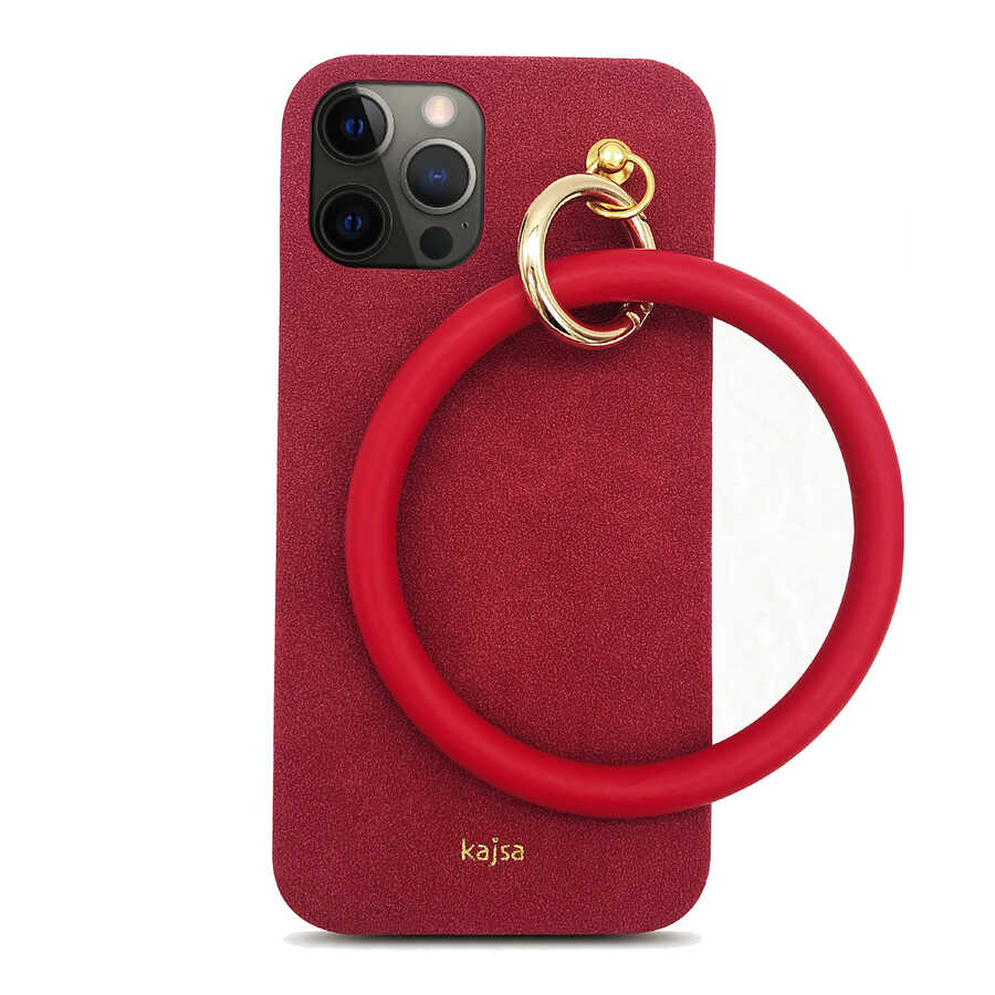iPhone 12 Pro Max Kılıf Kajsa Splendid Serisi Morandi Ring Kılıf Kırmızı