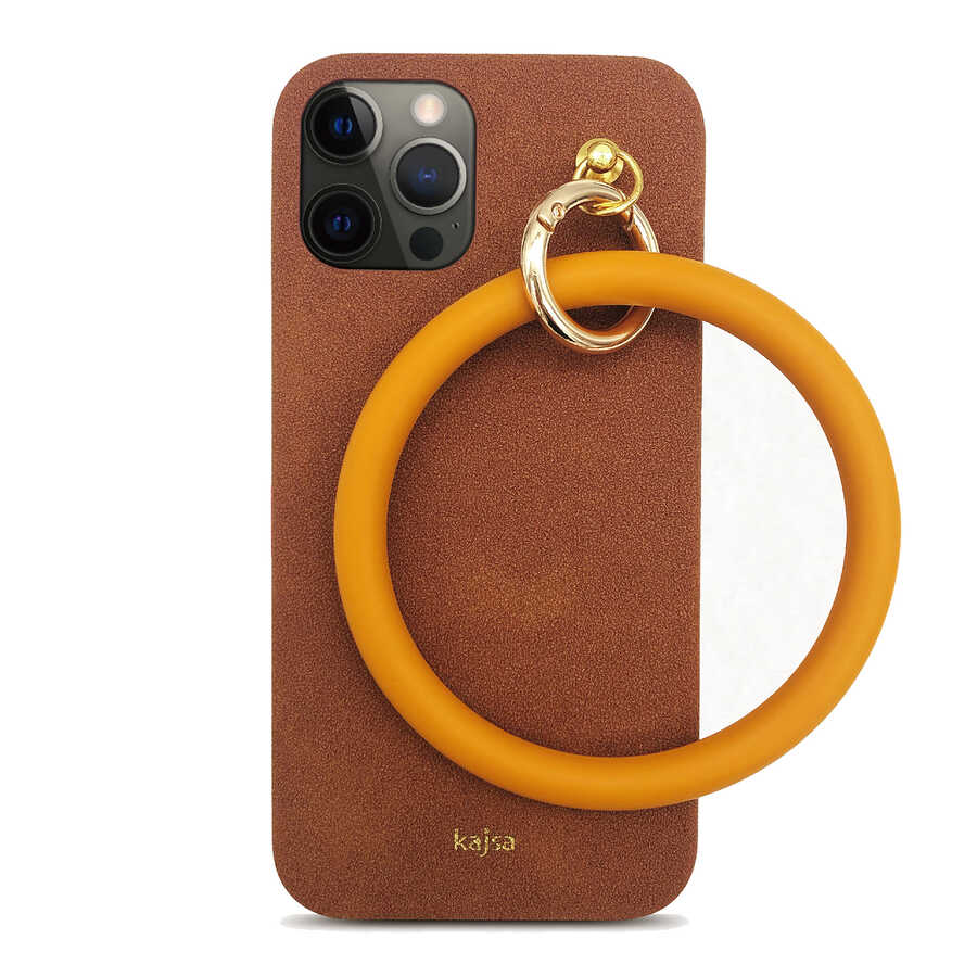 iPhone 12 Pro Max Kılıf Kajsa Splendid Serisi Morandi Ring Kılıf Kahverengi