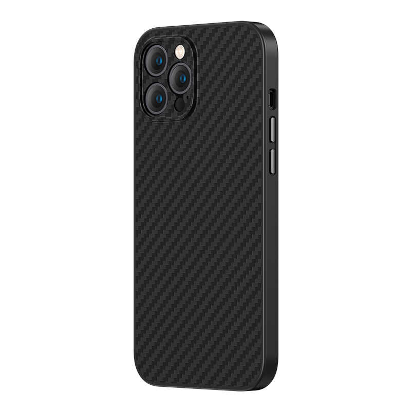 iPhone 12 Pro Max Kılıf Karbon Fiber Benks Hybrid Kevlar Kılıf Siyah