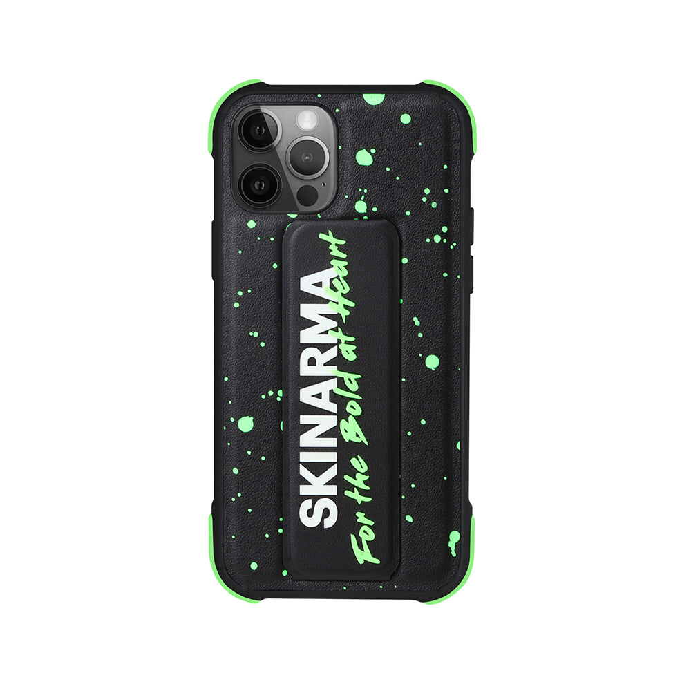 iPhone 12 Pro Max Kılıf SkinArma Standlı Deri Görünümlü Funsha Kılıf Yeşil