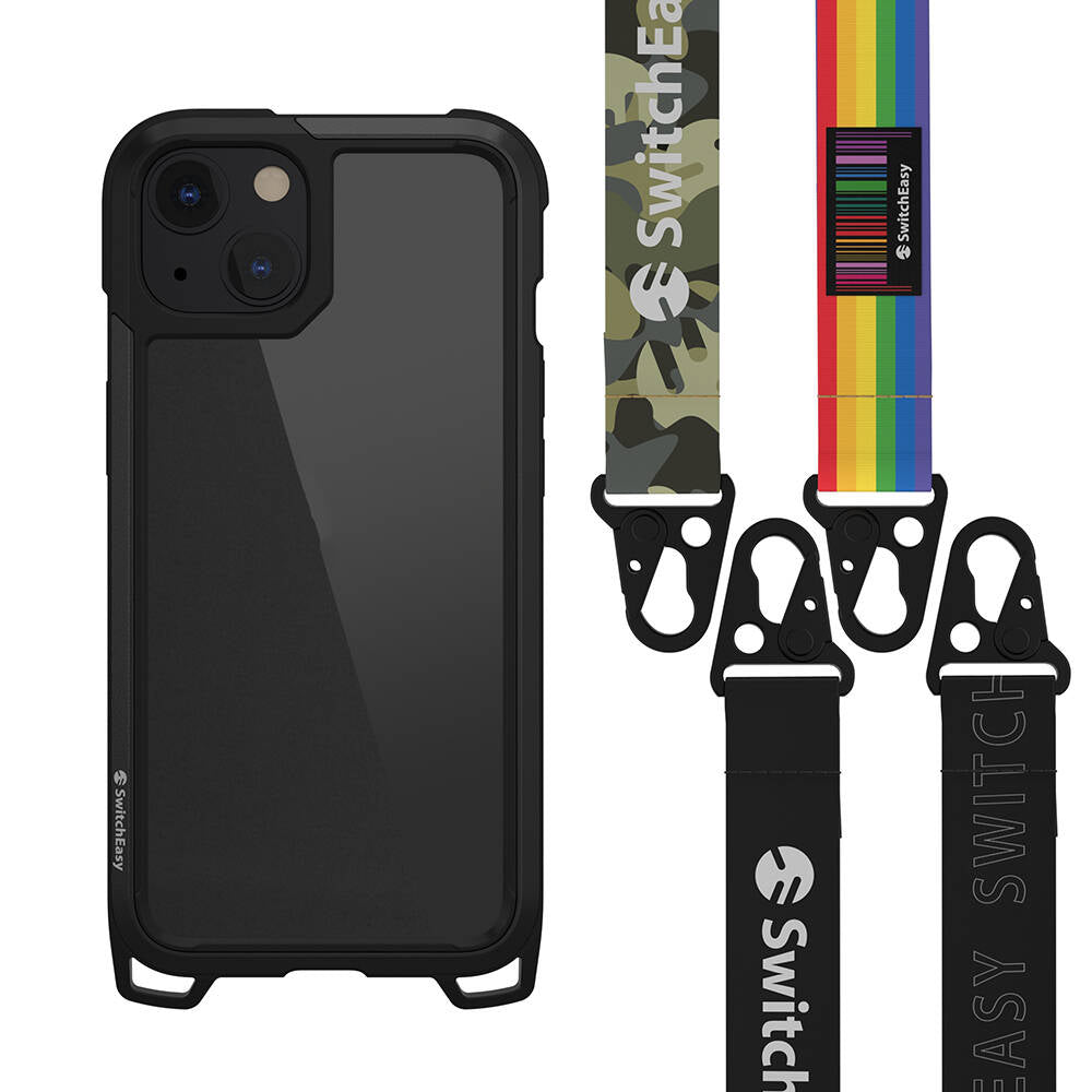 iPhone 13 Kılıf Boyun Askılı Kompozit Tasarımlı Şok Önleyicili Lisanslı Switcheasy Odyssey Kılıf Rainbow