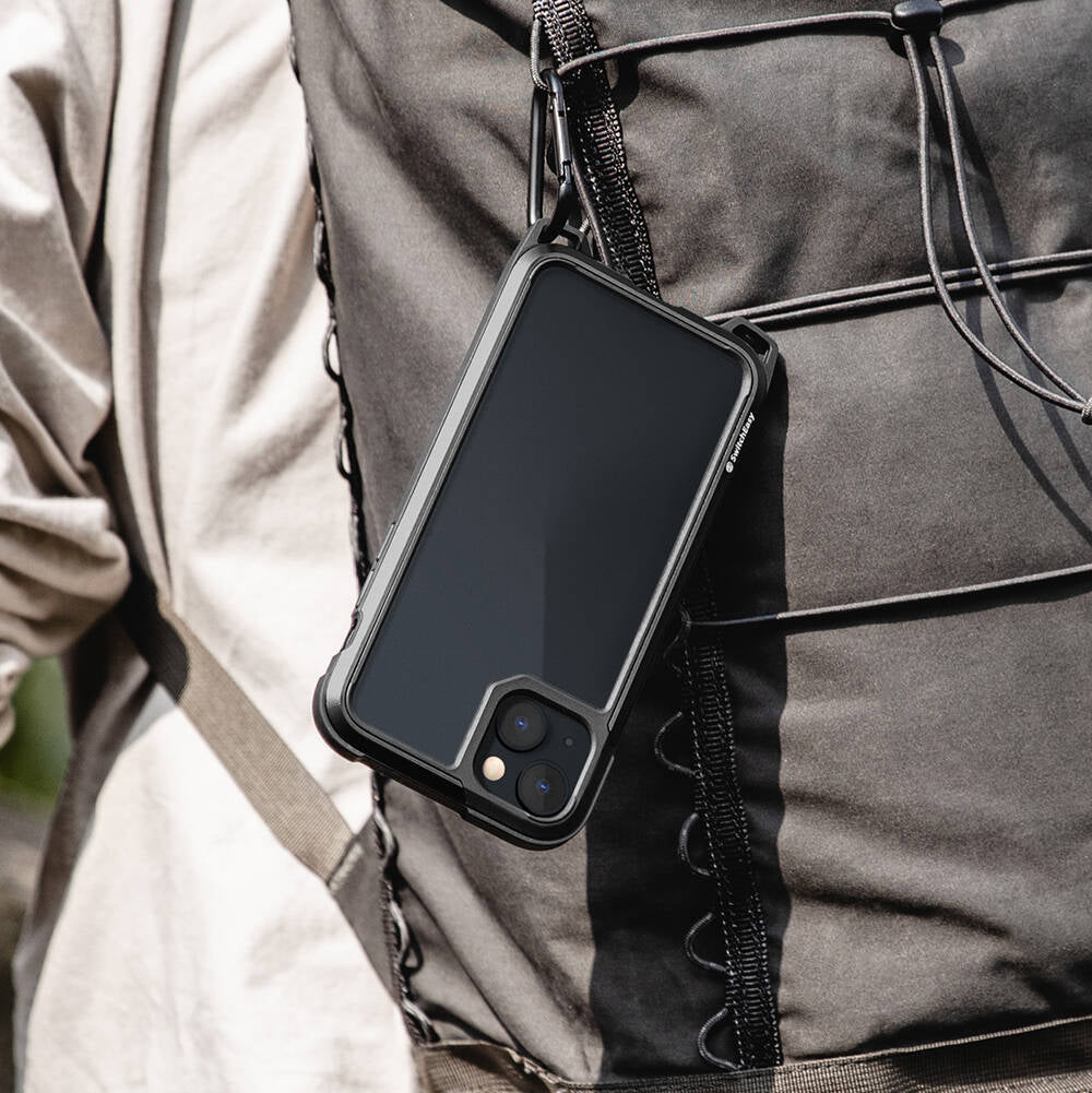 iPhone 13 Kılıf Boyun Askılı Kompozit Tasarımlı Şok Önleyicili Lisanslı Switcheasy Odyssey Kılıf Siyah