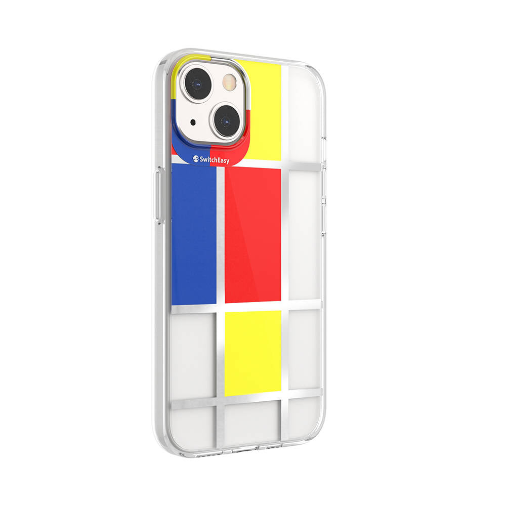 iPhone 13 Kılıf Çift IMD Baskılı Lisanslı Switcheasy Artist Mondrian Kılıf Sarı