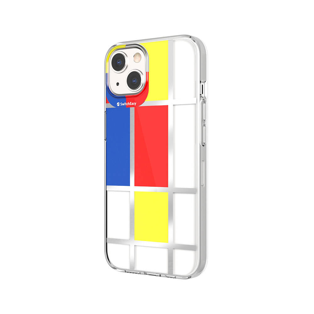 iPhone 13 Kılıf Çift IMD Baskılı Lisanslı Switcheasy Artist Mondrian Kılıf Sarı