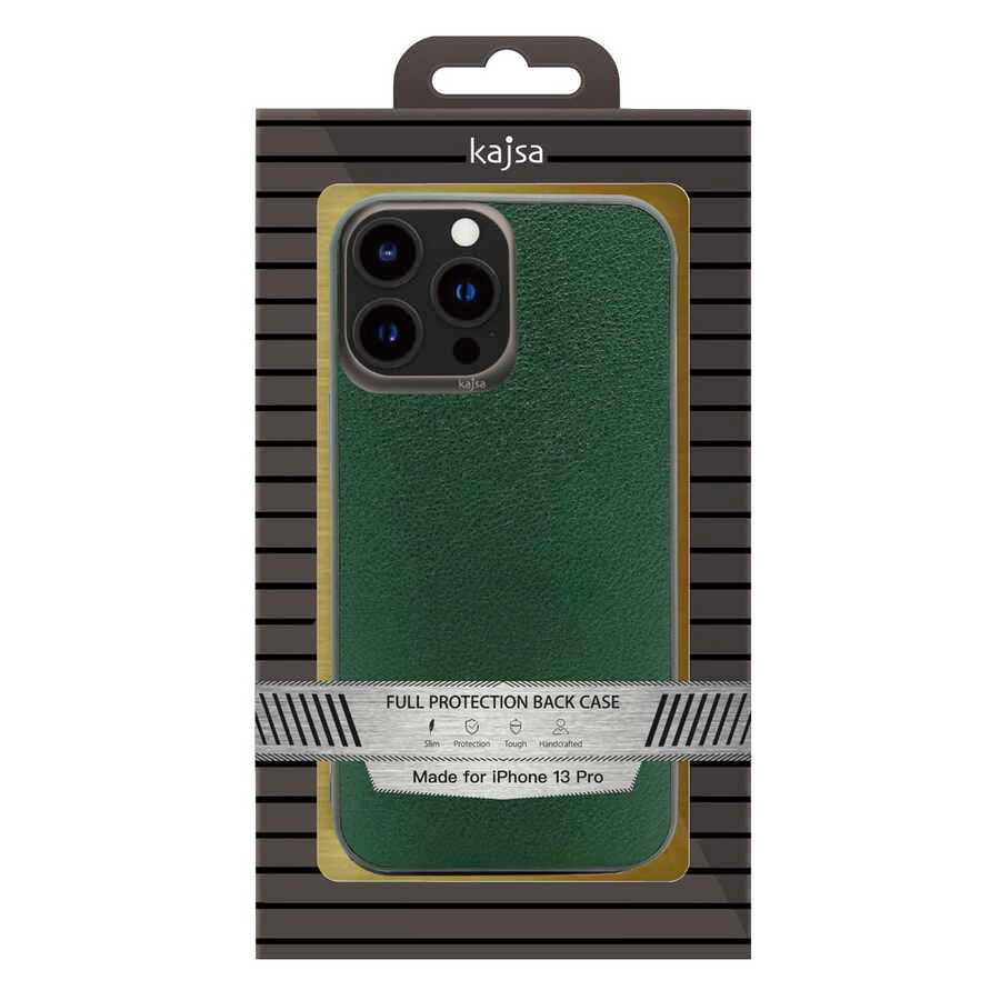 iPhone 13 Kılıf Kajsa Luxe Collection Hakiki Deri Kılıf Gri