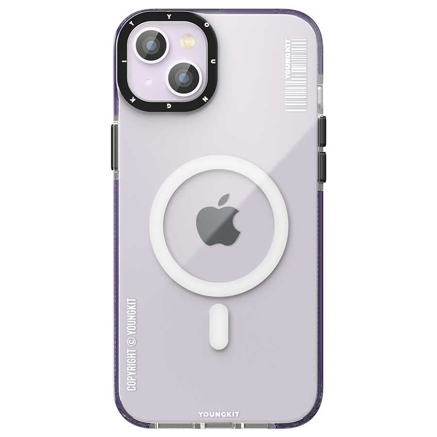 iPhone 13 Kılıf Magsafe Şarj Özellikli YoungKit Exquisite Serisi Kılıf Mor