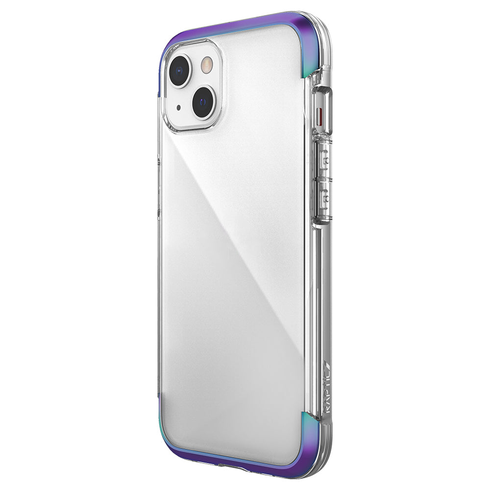 iPhone 13 Kılıf Raptic Air Serisi Airbag Tasarımlı Metal Köşelikli Şeffaf Kılıf Colorful