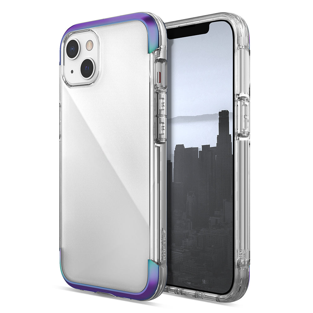 iPhone 13 Kılıf Raptic Air Serisi Airbag Tasarımlı Metal Köşelikli Şeffaf Kılıf Colorful