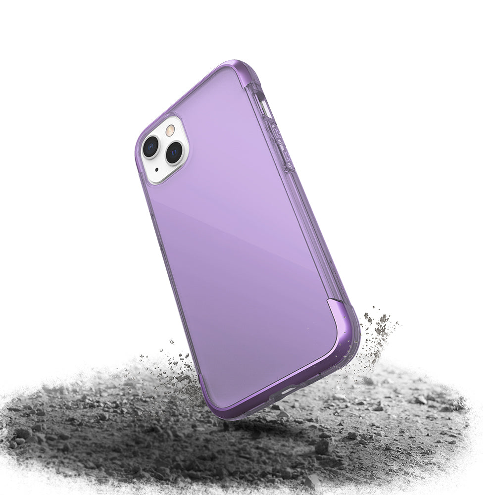 iPhone 13 Kılıf Raptic Air Serisi Airbag Tasarımlı Metal Köşelikli Şeffaf Kılıf Mor
