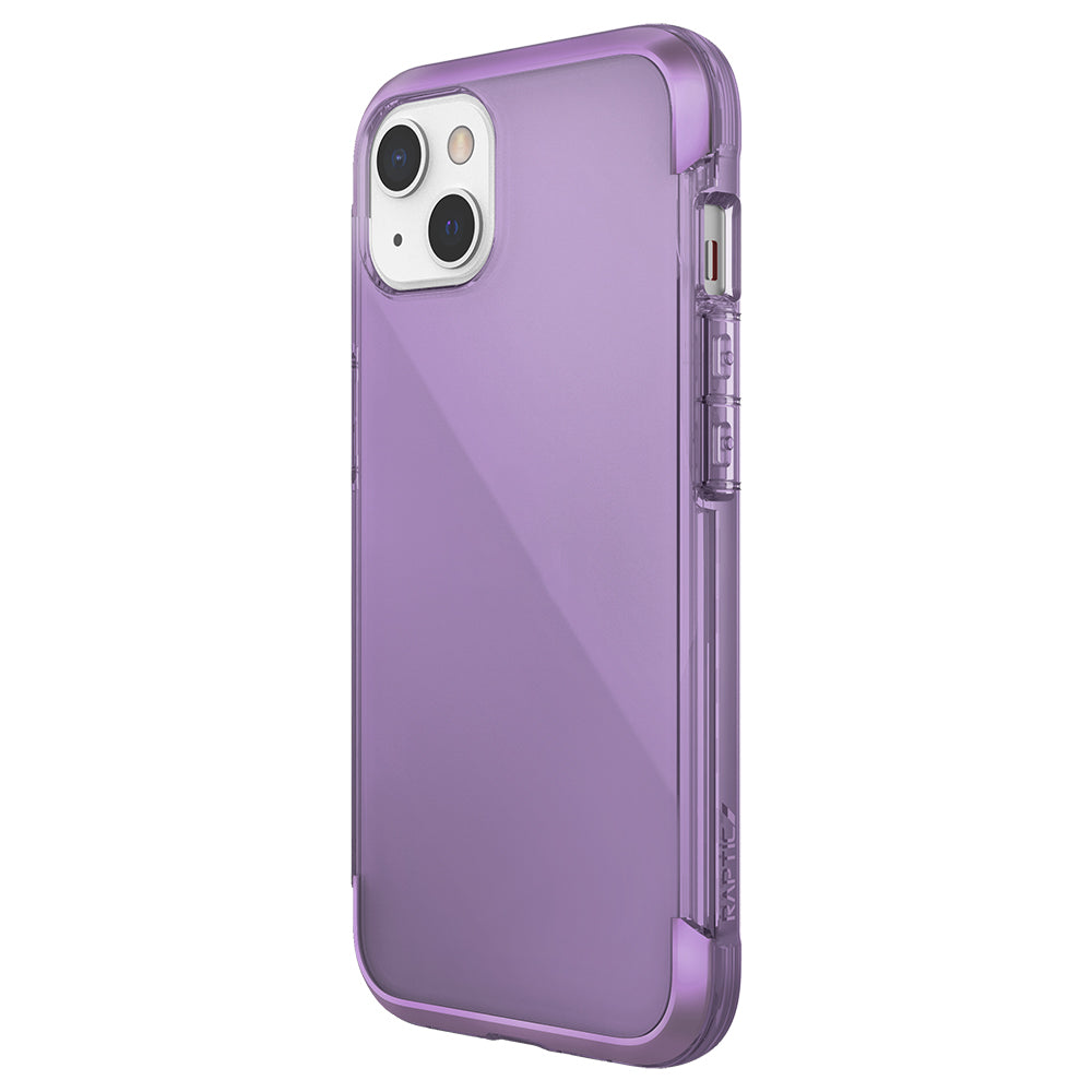 iPhone 13 Kılıf Raptic Air Serisi Airbag Tasarımlı Metal Köşelikli Şeffaf Kılıf Mor