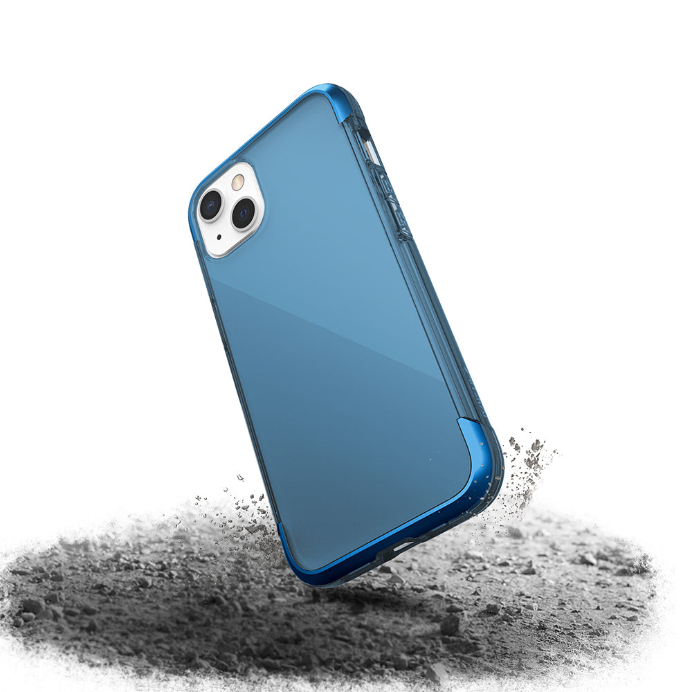 iPhone 13 Kılıf Raptic Air Serisi Airbag Tasarımlı Metal Köşelikli Şeffaf Kılıf Mor