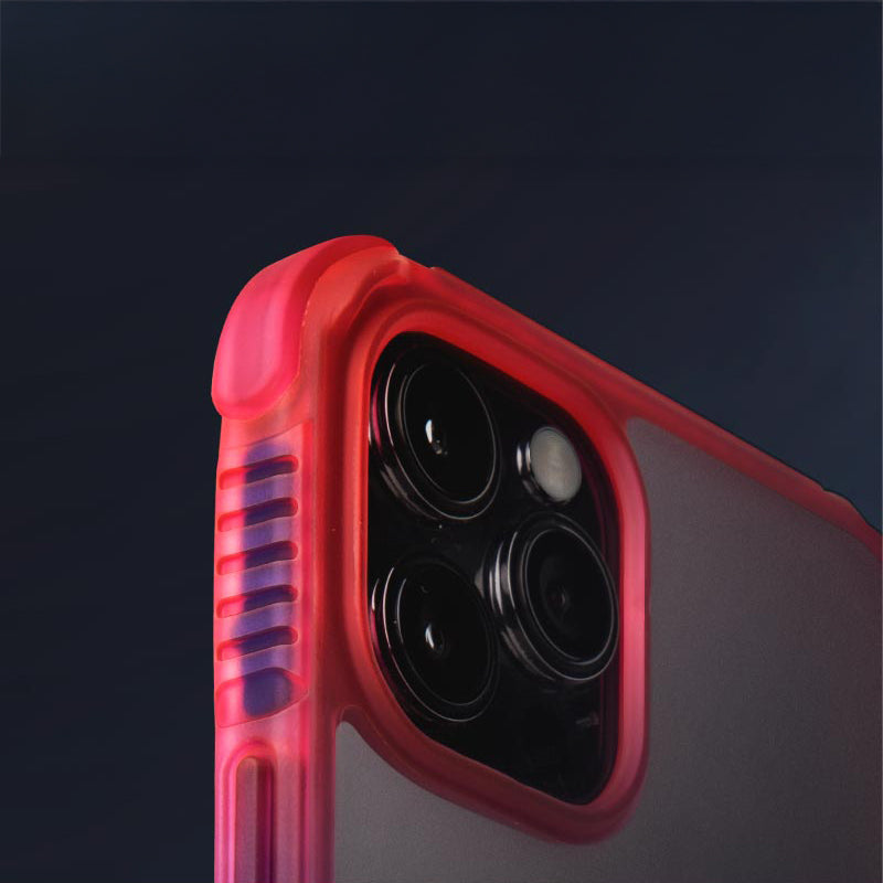 Apple iPhone 13 Kılıf Şeffaf Airbag Tasarımlı Skinarma Hade Kapak Mavi-Pembe