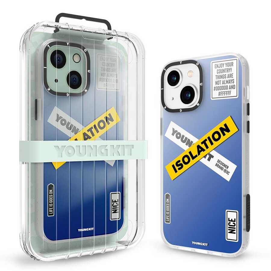 iPhone 13 Kılıf YoungKit Holiday Serisi Kılıf Mavi