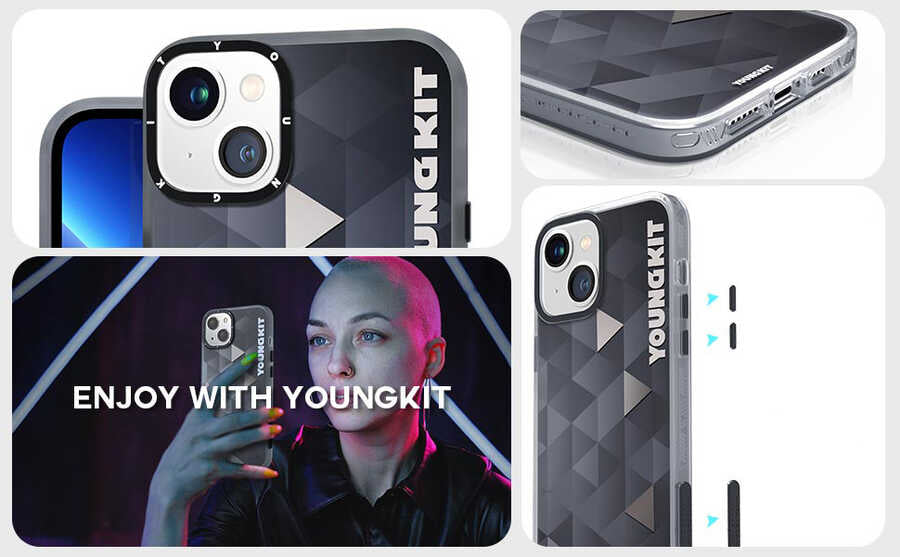 iPhone 13 Kılıf YoungKit Klasik Serisi Kılıf CL004 Triangle