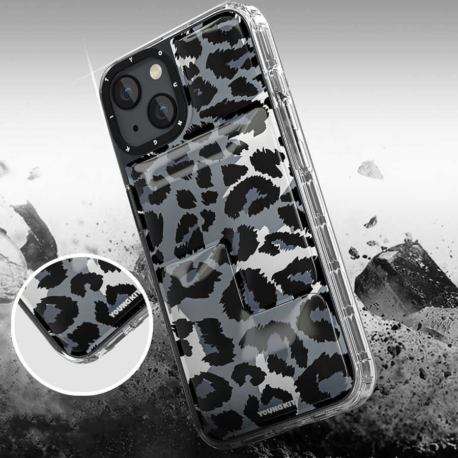 iPhone 13 Kılıf YoungKit Leopard Article Serisi Kılıf Mavi