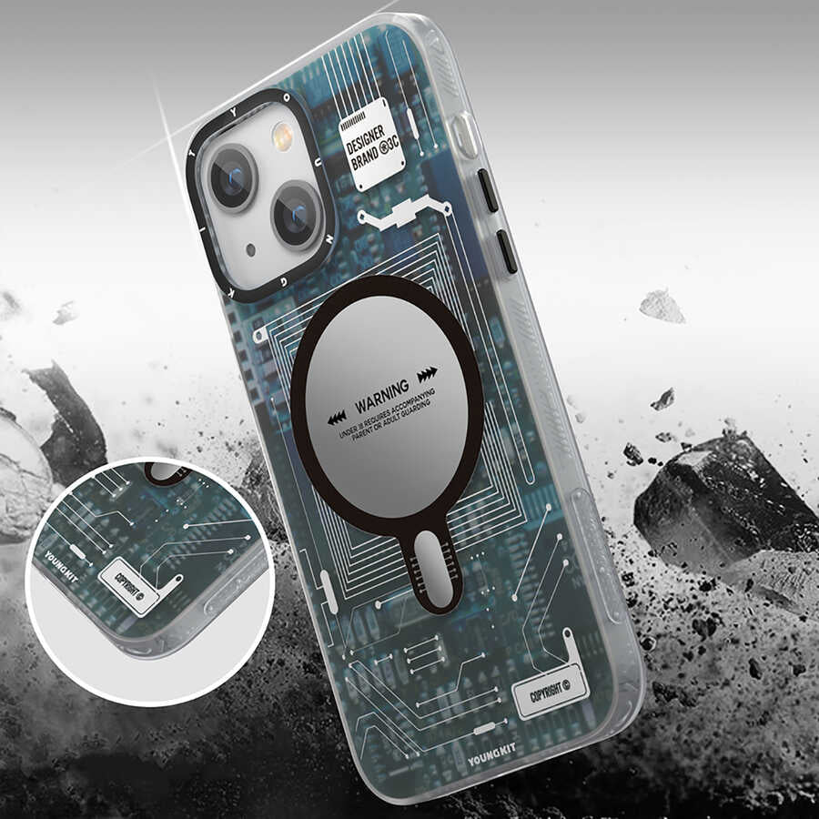iPhone 13 Kılıf YoungKit Technology Serisi Kılıf Mavi