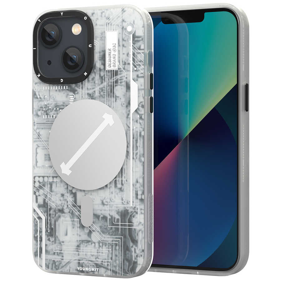 iPhone 13 Kılıf YoungKit Technology Serisi Kılıf Beyaz