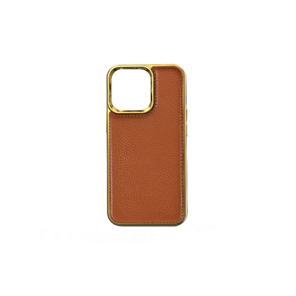 iPhone 13 Mini Kılıf Wiwu Genuine Leather Gold Calfskin Orjinal Deri Kılıf Yeşil