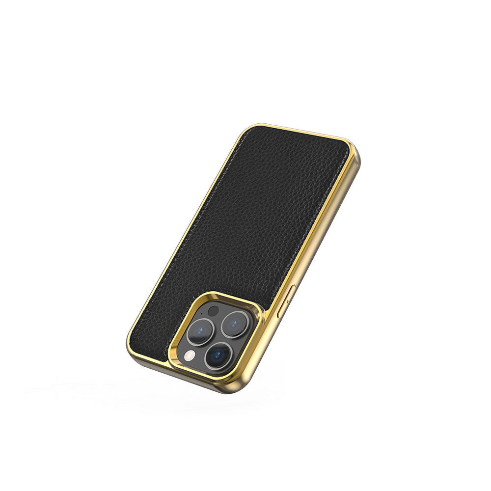 iPhone 13 Mini Kılıf Wiwu Genuine Leather Gold Calfskin Orjinal Deri Kılıf Yeşil
