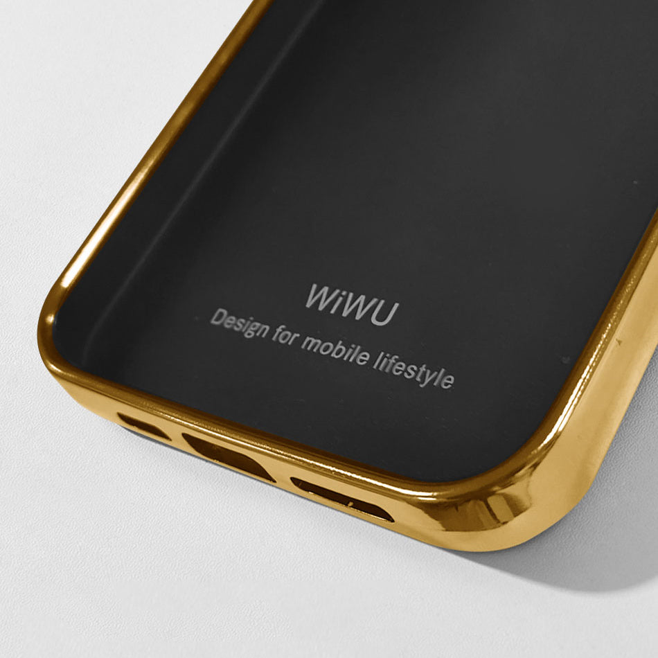 iPhone 13 Mini Kılıf Wiwu Genuine Leather Gold Calfskin Orjinal Deri Kılıf Yeşil