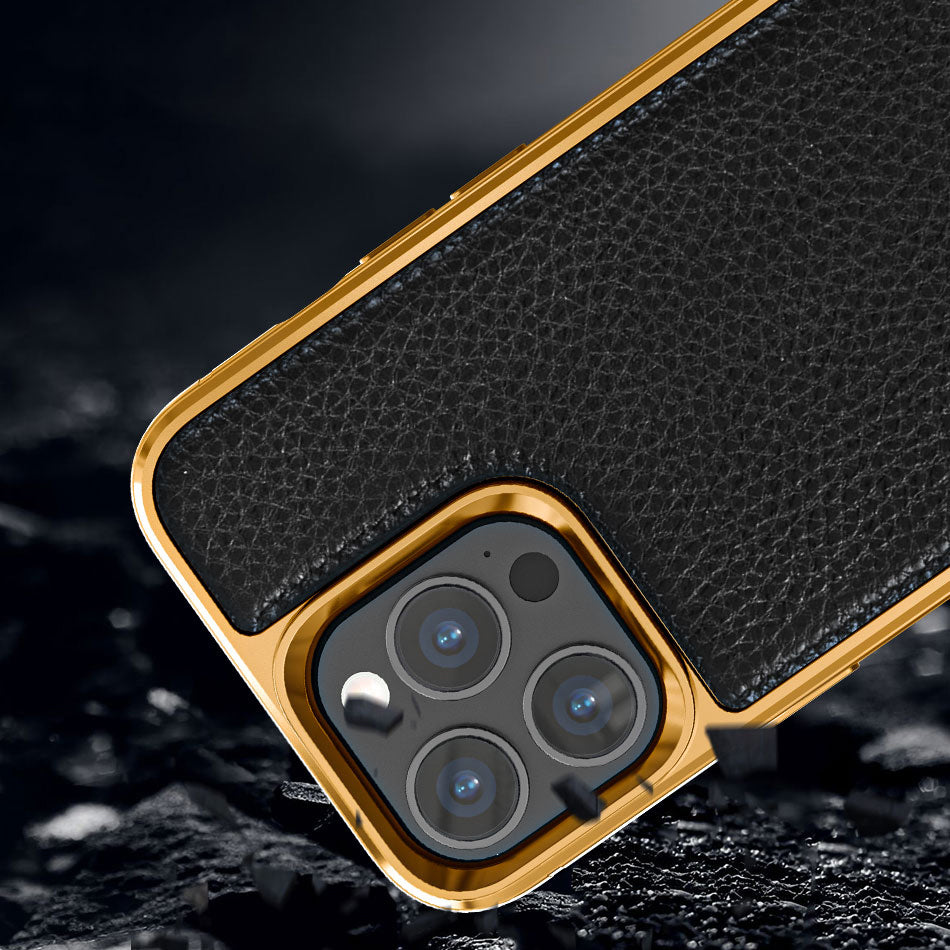 iPhone 13 Mini Kılıf Wiwu Genuine Leather Gold Calfskin Orjinal Deri Kılıf Yeşil