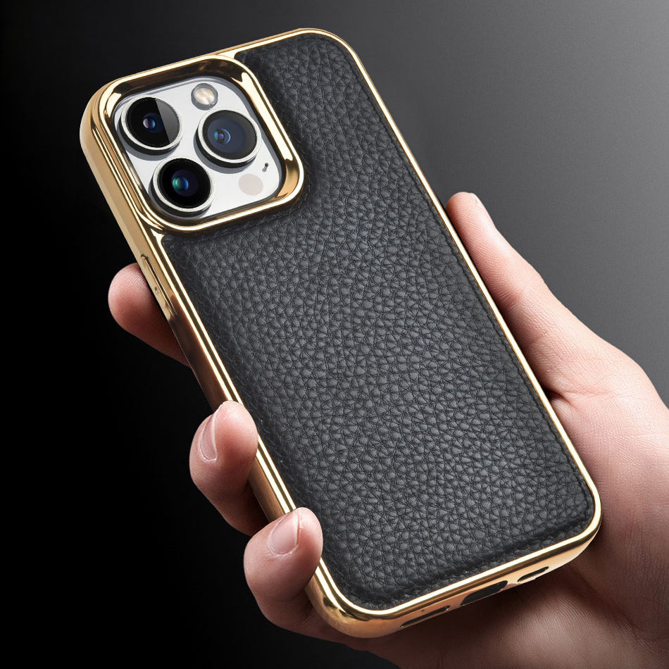 iPhone 13 Mini Kılıf Wiwu Genuine Leather Gold Calfskin Orjinal Deri Kılıf Yeşil