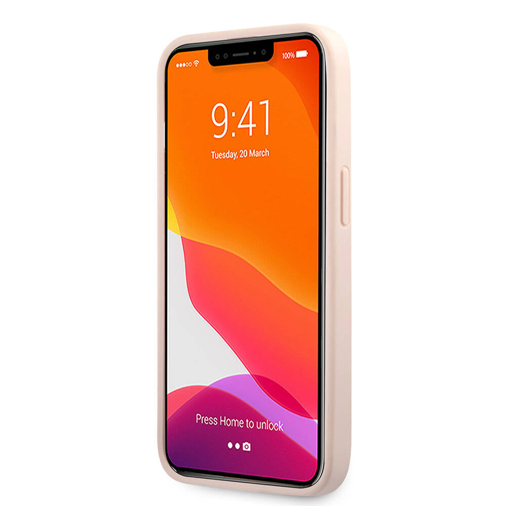 Apple iPhone 13 Pro Kılıf Guess Orjinal Lisanslı PU Deri 4G Desenli Metal Büyük 4G ve Yazı Logolu Kapak Kahverengi