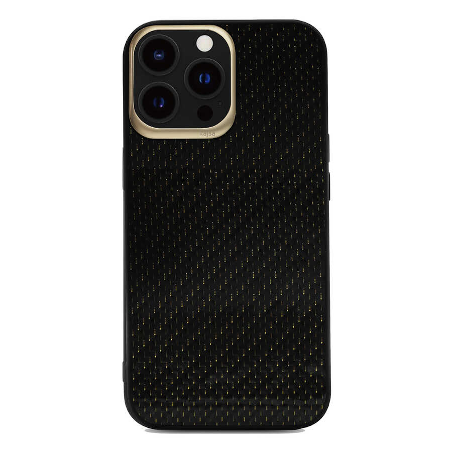 iPhone 13 Pro Kılıf Kajsa Carbon Fiber Collection Arka Kılıf Gold