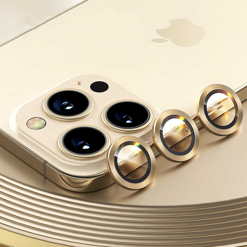 iPhone 13 Pro Max Benks New KR Kamera Lens Koruyucu Gold