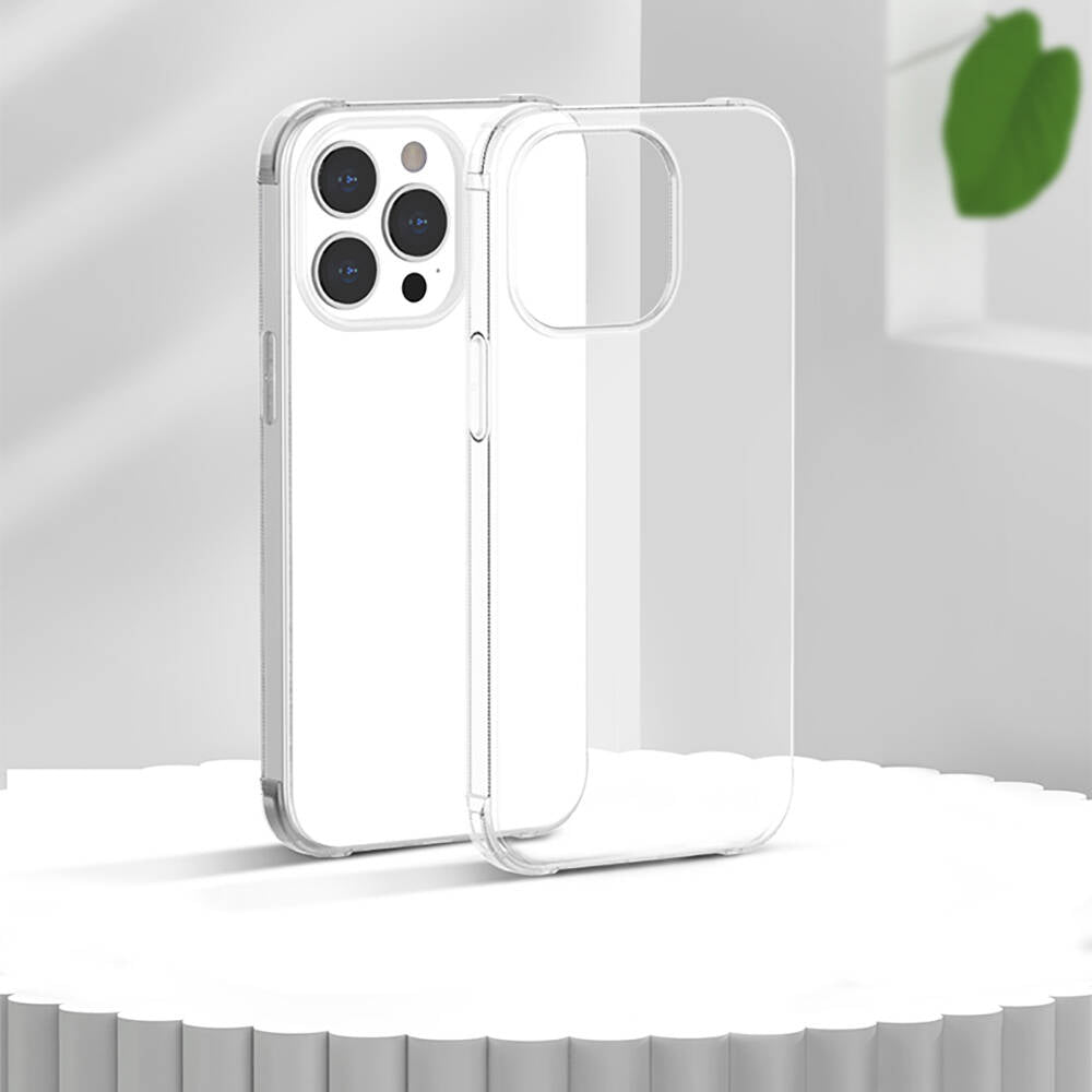 iPhone 13 Pro Max Kılıf Airbagli Şeffaf Darbe Emici Silikon Tasarımlı Recci Clarity Serisi Kılıf Şeffaf